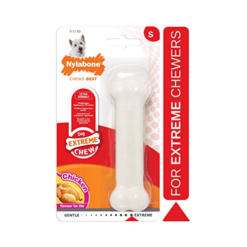 Book Cover Nylabone Dura Chew Regular Chicken Flavored Bone Dog Chew Toy, Small/Regular - Up to 25 lbs. (NCF102P)