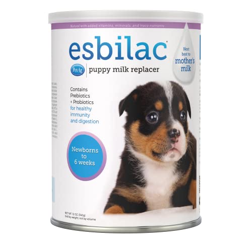 Book Cover PetAg Esbilac Puppy Milk Replacer Powder - With Prebiotics, Probiotics & Vitamins for Newborn Puppies - 12 oz Powdered Drink Mix