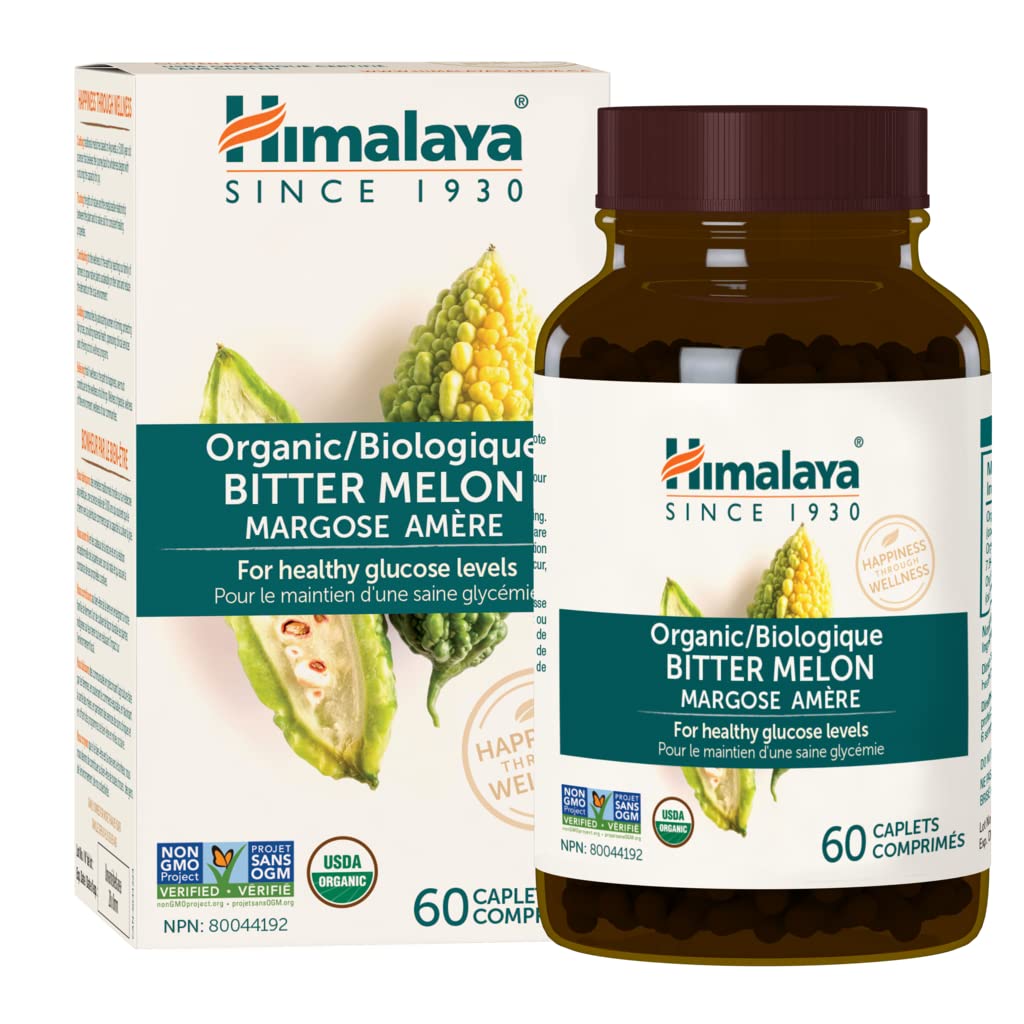Book Cover Himalaya Organic Bitter Melon / Karela for Balanced Blood Sugar Support, 660 mg, 60 Caplets, 1 Month Supply