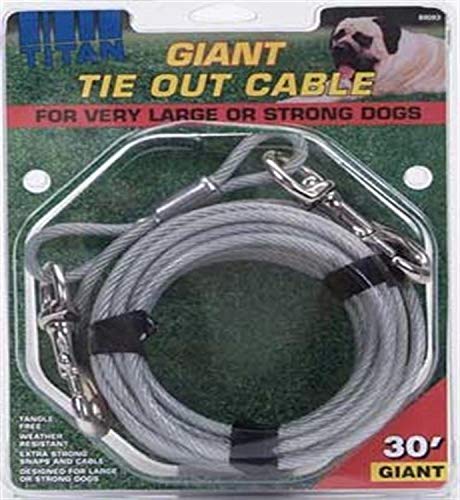 Book Cover Titan Giant Cable 30-Feet Long Dog Tie Out, Silver