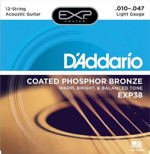 Book Cover D'Addario EXP38 Coated Phosphor Bronze Acoustic Guitar Strings, Light, 10-47 - Offers a Warm, Bright and Well-Balanced Acoustic Tone and 4x Longer Life - With NY Steel for Strength and Pitch Stability