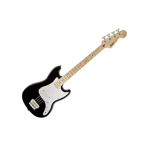 Book Cover Squier by Fender Bronco Bass, Black with Maple Fingerboard