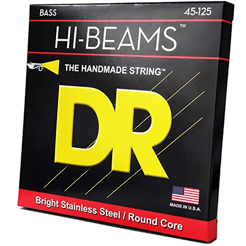 Book Cover DR Strings Stainless Steel 5 Bass Guitar Strings, 45-125, Round Core HI-BEAMS Acoustic (MR5-45)