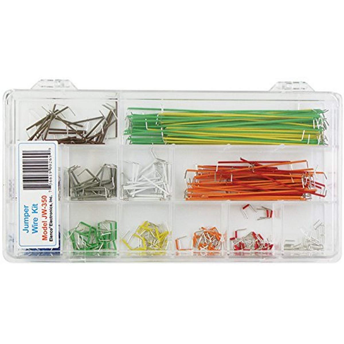 Book Cover Elenco 350 Piece Pre-formed Jumper Wire Kit | DIY Prototyping Projects | 350 lengths of pre-stripped - pre-formed AWG #22 - solid, color coded wire | 14 different lengths | Storage case included