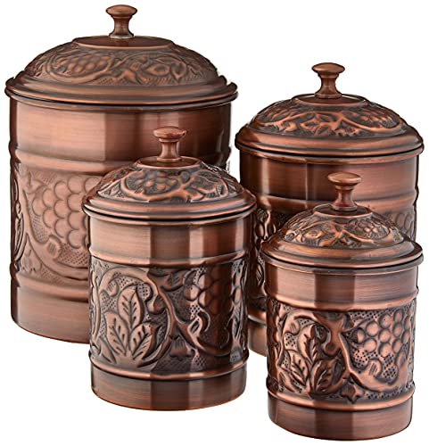 Book Cover Old Dutch International Copper Old Dutch Antique Heritage Canister 4 Piece Set