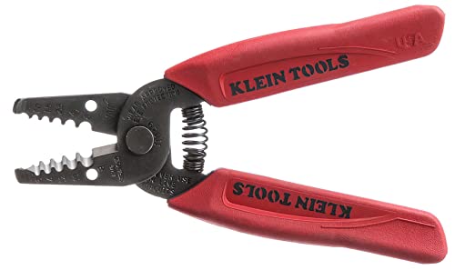 Book Cover Klein Tools 11049 Wire Stripper / Cutter, Compact, Lightweight, Hardened Steel, Precision Ground, for Stranded Wires,Red