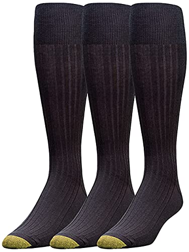 Book Cover Gold Toe Men's Canterbury Over the Calf Dress Sock, 3-Pack