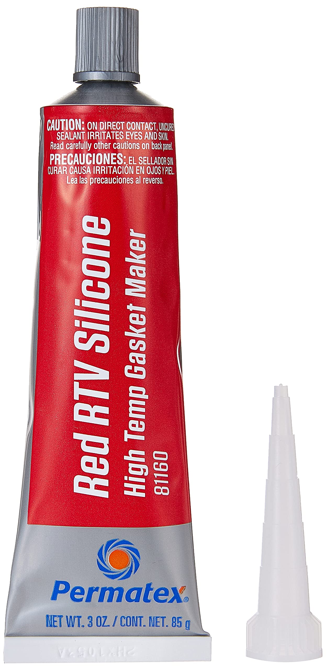 Book Cover Permatex 81160 High-Temp Red RTV Silicone Gasket, 3 oz