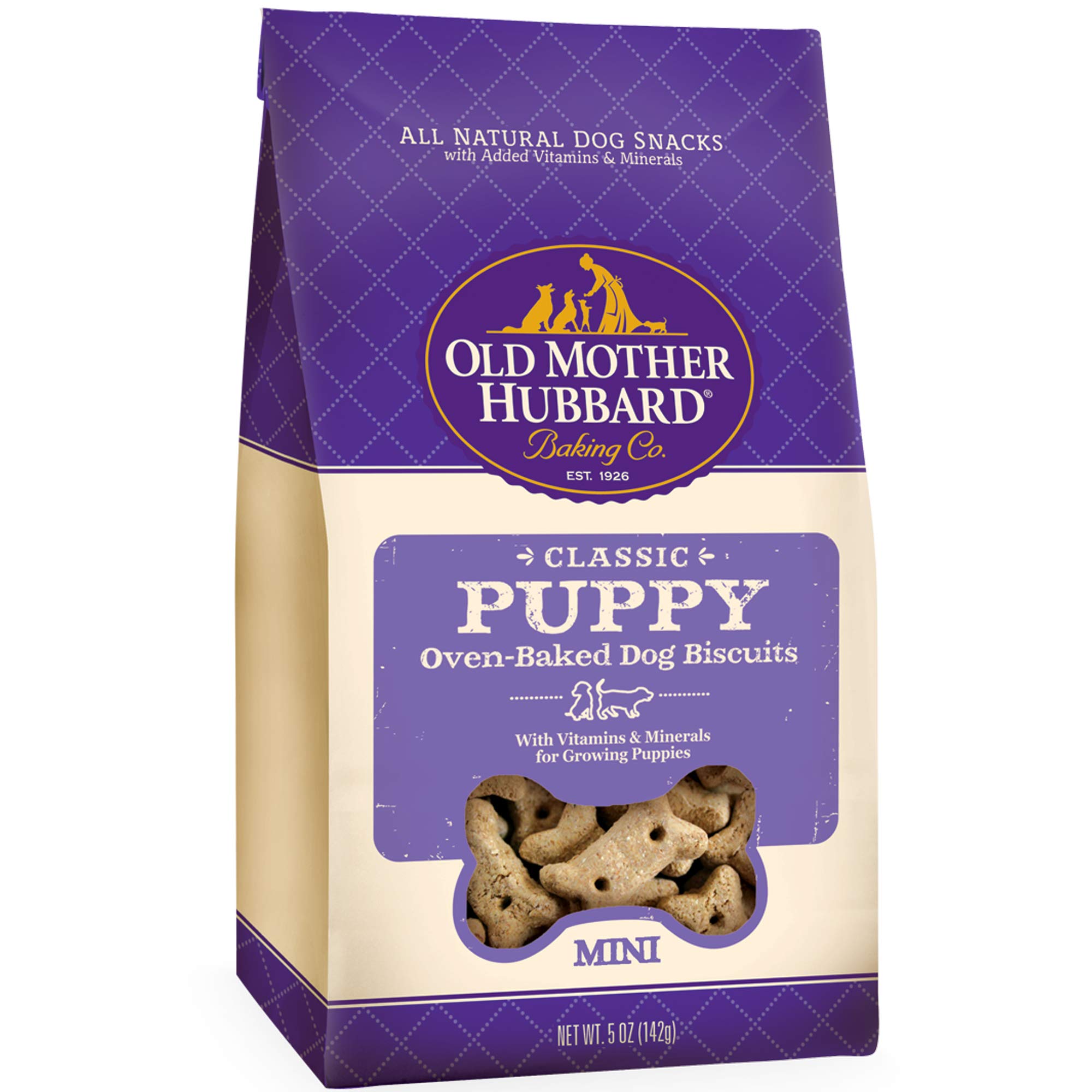 Book Cover Old Mother Hubbard Classic Crunchy Natural Puppy Treats, Mini Dog Biscuits, 5-Ounce Bag
