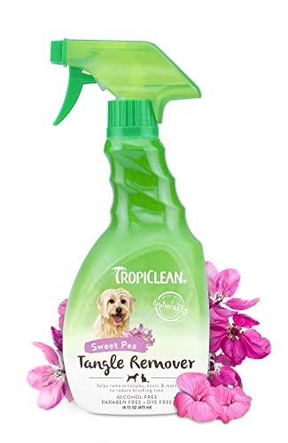Book Cover TropiClean Sweet Pea Cat & Dog Detangler Spray Dematting | Dog Conditioner Spray Derived from Natural Ingredients | Made in the USA | 16 oz.