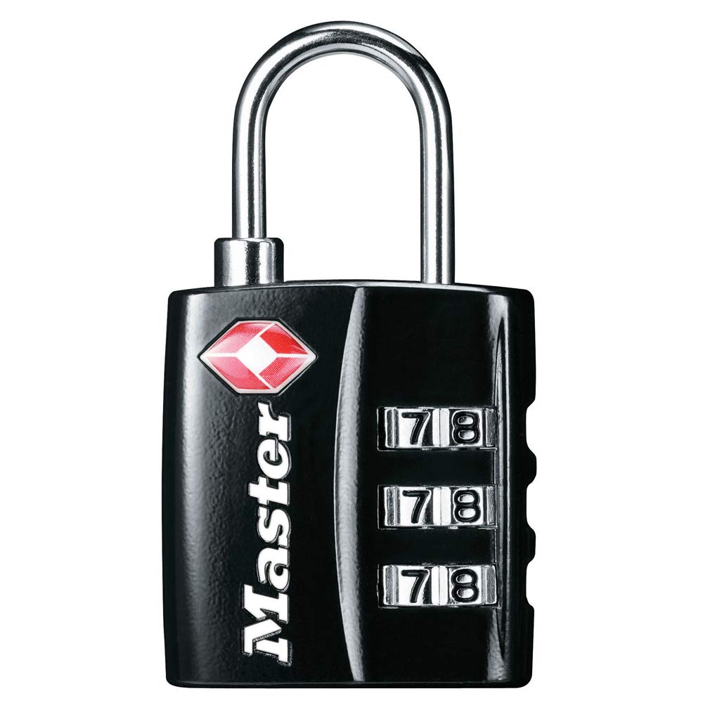 Book Cover Master Lock 4680DBLK TSA-Approved Luggage Lock, 1-3/16-in. Wide, Black Pack of 1 Luggage Lock