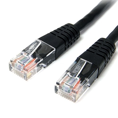 Book Cover StarTech.com Cat5e Ethernet Cable - 10 ft - Black - Patch Cable - Molded Cat5e Cable - Network Cable - Ethernet Cord - Cat 5e Cable - 10ft (M45PATCH10BK)
