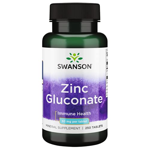 Book Cover Swanson Zinc Gluconate - Mineral Supplement Promoting Prostate Health, Vision Health, & Immune Support -Gluconate Form for Optimal Absorption - (250 Tablets, 30mg Each)