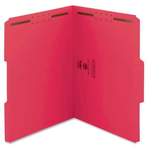 Book Cover Smead Fastener File Folder, 2 Fasteners, Reinforced 1/3-Cut Tab, Letter Size, Red, 50 per Box (12740)
