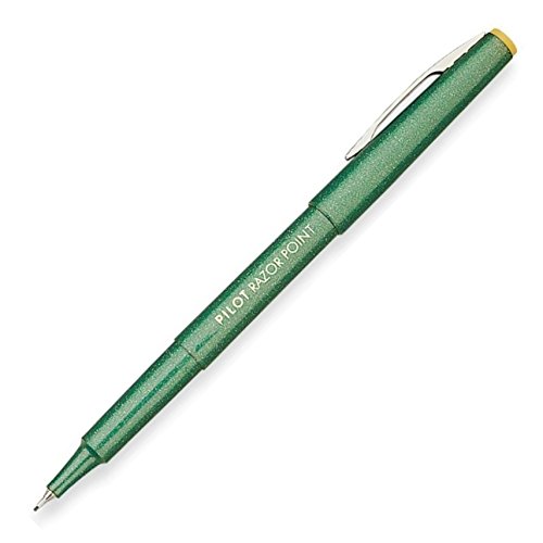 Book Cover Pilot Razor Point Marker Stick Pens, Ultra Fine Point, Green Ink, Dozen Box (11010)