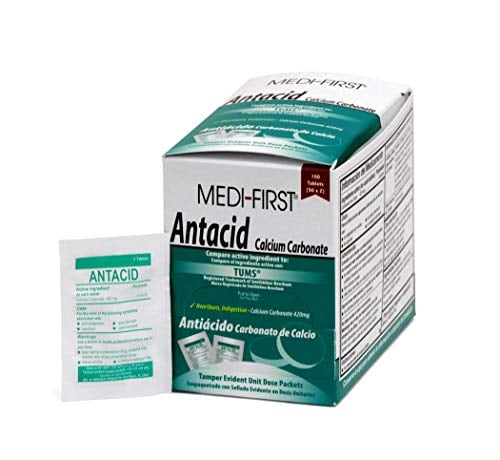 Book Cover Medi-First 80233 Chewable Mint Antacid Tablets, 50-Packets of 2, 100 Count (Pack of 1)