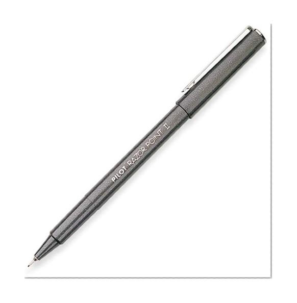 Book Cover Pilot Razor Point II Marker Stick Pens, Super Fine Point, Black Ink, Dozen Box (11009)