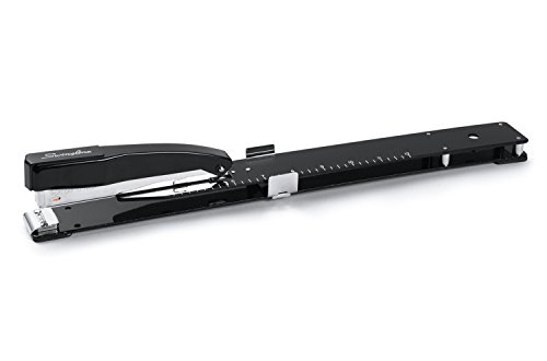 Book Cover Swingline Heavy Duty Stapler with Built-in Ruler & Adjustable Locking Paper Guide, Desk Top Long Reach Stapler for Home Office Supplies, Staples Up to 20 Sheets Office Paper, Black (S7034121P)