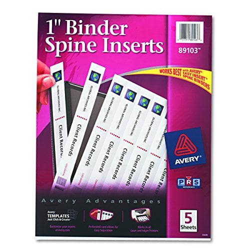 Book Cover Avery 89103 Binder Spine Inserts, 1