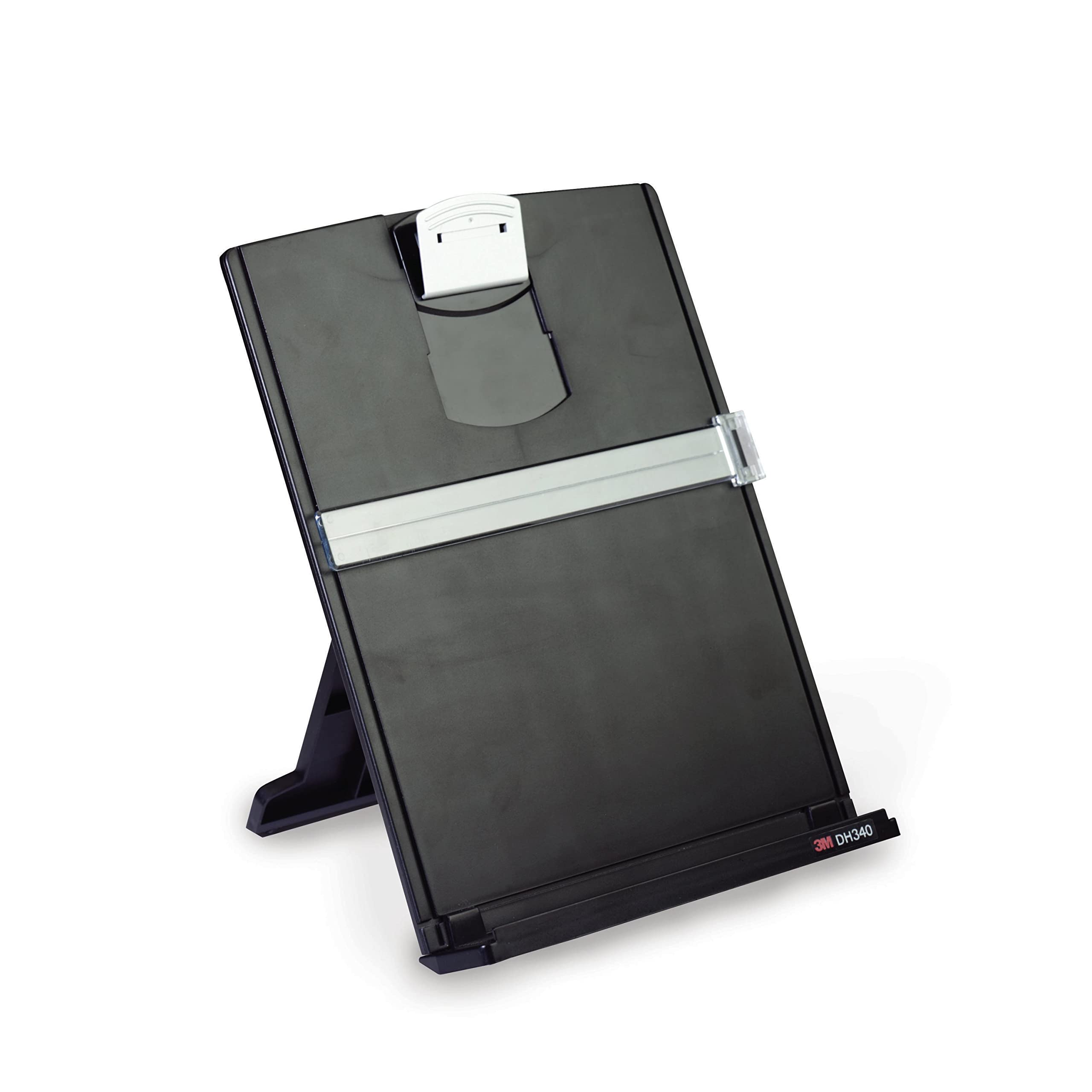 Book Cover 3M Desktop Document Holder with Adjustable Clip, 25 1/2 in x 12 in, 150 Sheet Capacity, Black (DH340MB)