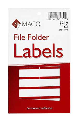 Book Cover MACO Red File Folder Labels, 9/16 x 3-7/16 Inches, 248 Per Box (FF-L2)