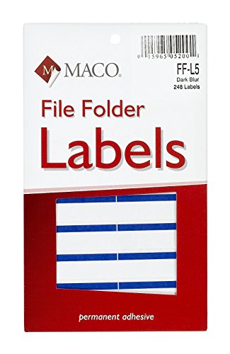 Book Cover MACO Dark Blue File Folder Labels, 9/16 x 3-7/16 Inches, 248 Per Box (FF-L5)