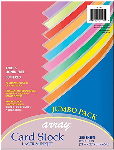 Book Cover Pacon Card Stock, Colorful Jumbo Assortment, 10 Colors, 8-1/2