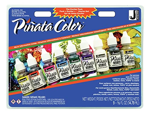 Book Cover Jacquard Alcohol Ink Set - Pinata Color Exciter Pack - Highly Saturated - Acid-Free - 9 Assorted Colors Half Ounce