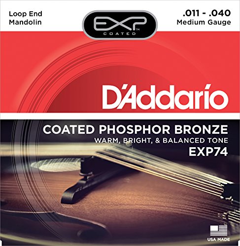 Book Cover D'Addario EXP74 Coated Phosphor Bronze Mandolin Strings, Medium, 11-40