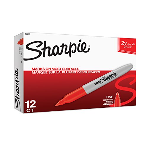 Book Cover Sharpie 33002 Super Permanent Marker, Red, 12-Pack