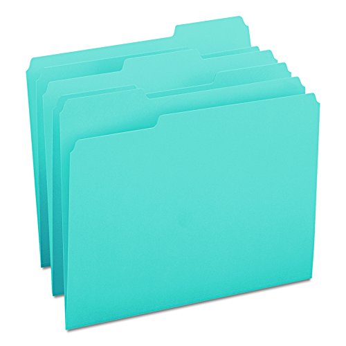 Book Cover Smead File Folder, 1/3-Cut Tab, Letter Size, Teal, 100 per Box (13143)