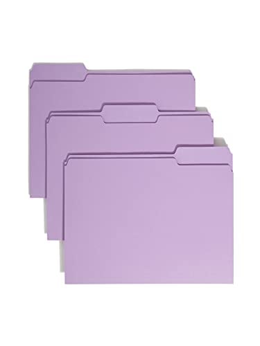 Book Cover Smead Colored File Folder, 1/3-Cut Tab, Letter Size, Lavender, 100 per Box (12443)