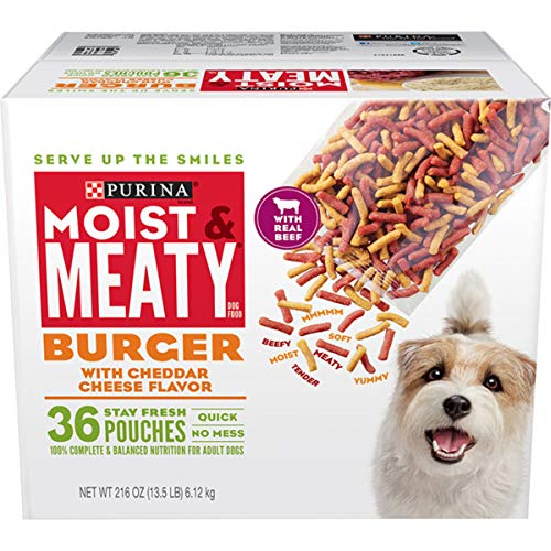 Book Cover Purina Moist & Meaty Dry Dog Food, Burger with Cheddar Cheese Flavor - 36 ct. Pouch