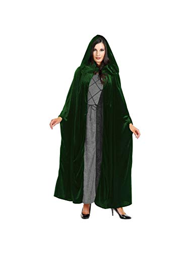 Book Cover Charades Women's Full Length Hooded Velvet Cloak, Evergreen, One Size