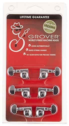 Book Cover Grover 406C Rotomatic Mini 3 per Side Self Locking Machine Heads, Chrome