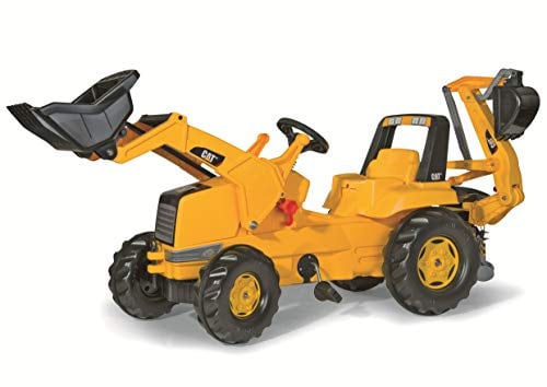 Book Cover rolly toys CAT Construction Pedal Tractor: Backhoe Loader (Front Loader and Excavator/Digger), Youth Ages 3+ , Yellow