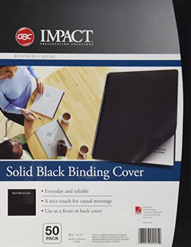 Book Cover GBC Solids Standard Presentation Covers, Non-Window, Square Corners, Black, 50 Pieces Per Box (2514493)