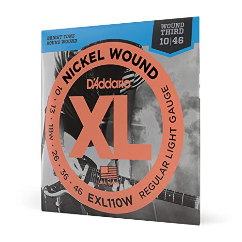 Book Cover D'Addario EXL110W XL Nickel Wound Regular Light (.010-.046) Wound 3rd Electric Guitar Strings
