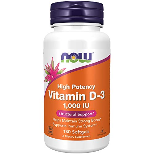 Book Cover NOW Supplements, Vitamin D-3 1,000 IU, High Potency, Structural Support*, 180 Softgels