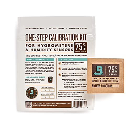 Book Cover Boveda for Cigars | One-Step Calibration Kit | Preloaded with 75% RH 2-Way Humidity Control | Precise Salt Test for Digital and Analog Hygrometers and Humidity Sensors | 1-Count