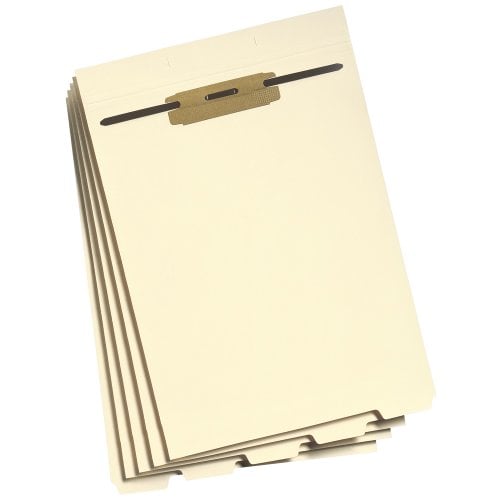 Book Cover Smead Folder Divider with Fastener, Bottom 1/5-Cut Tab, Letter Size, Manila, 50 per Pack (35600)