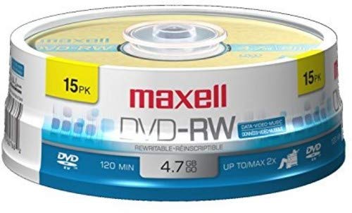 Book Cover Maxell 635117 Rewritable Recording Format 4.7Gb DVD-RW Disc Playback on DVD Drive or Player and Archive High Capacity Files
