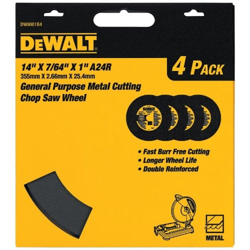 Book Cover DEWALT Cutting Wheel for Chop Saw, Metal Cutting, 14-Inch (DW8001B4)