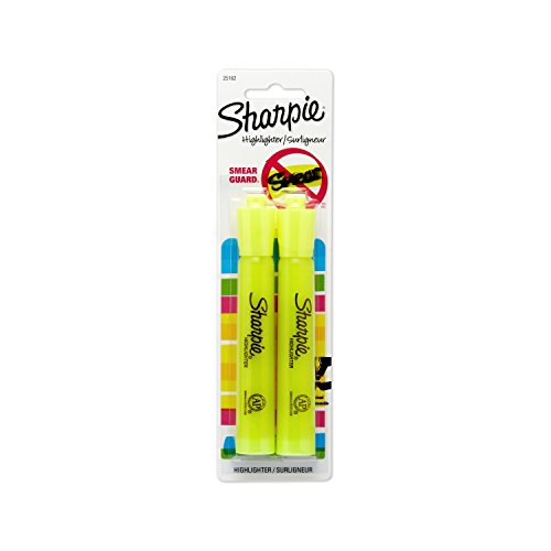 Book Cover Sharpie 25162PP Accent Tank-Style Highlighter, Fluorescent Yellow, 2-Pack