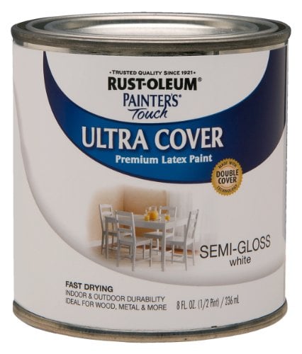 Book Cover Rust-Oleum 1993730 Painter's Touch Latex Paint, Half Pint, Semi-Gloss White
