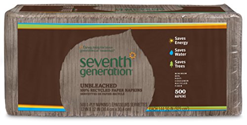 Book Cover Seventh Generation Lunch Napkins, Natural, 1-Ply Sheets, 500-Count Packages (Pack of 12)