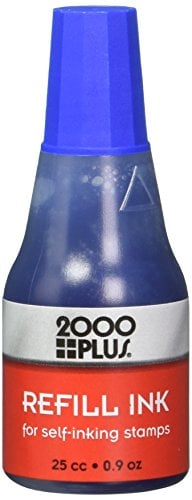 Book Cover 2000Plus Refill Ink for Self-Inking Stamps, 25cc (0.9 oz) Squeeze Bottle, Blue - COS032961