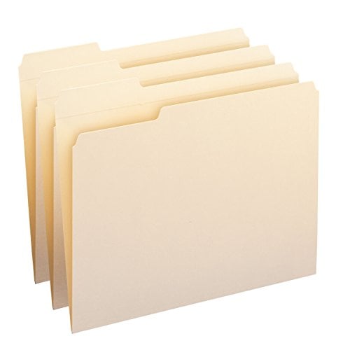 Book Cover Smead File Folder, Reinforced 1/3-Cut Tab Left Position, Letter Size, Manila, 100 Per Box (10335)
