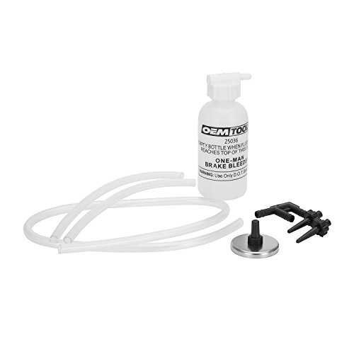 Book Cover OEMTOOLS 25036 Bleed-O-Matic One-Man Brake Bleeder Kit, Featuring An Opaque Brake Bleed Bottle w/ Transparent Hoses and Tapered Fittings, No Mess Brake Fluid Bleeding