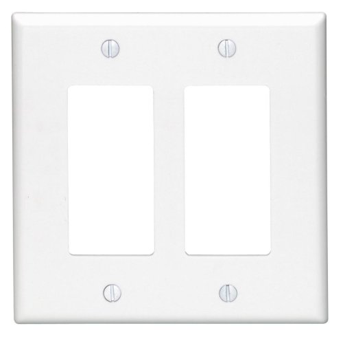Book Cover Leviton 80609-W 2-Decora/Gfci Midway Size Wall Plate, 2 Gang, 4.88 In L X 4.94 In W 0.255 In T, Smooth, White